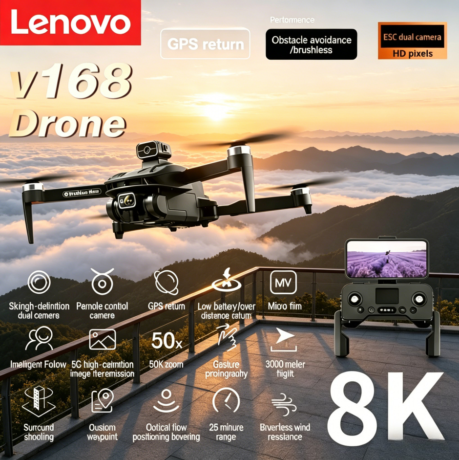 Lenovo V168 GPS 8K Drone Profe - Drone Camera Wide Angle บทวิจารณ์และราคา